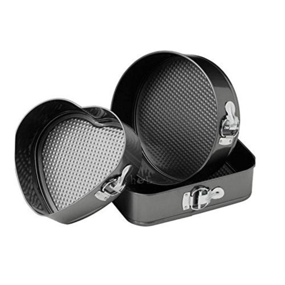 Metal Cake Mould Pan Set with Detachable base Black Set of Pcs