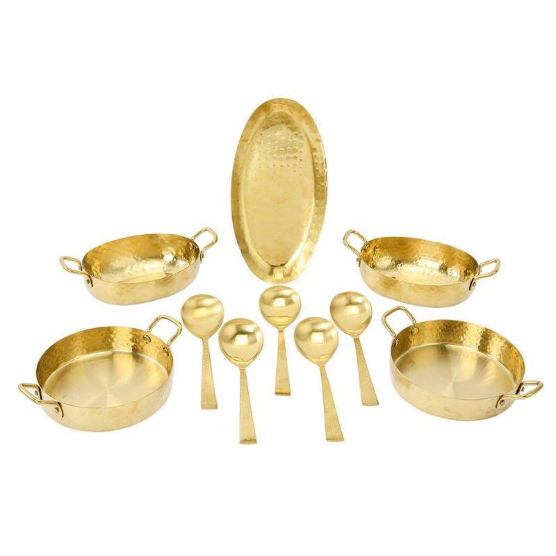 DeStellar Stainless Steel Solitaire Serving Sets with Gold PVD Coating - 3