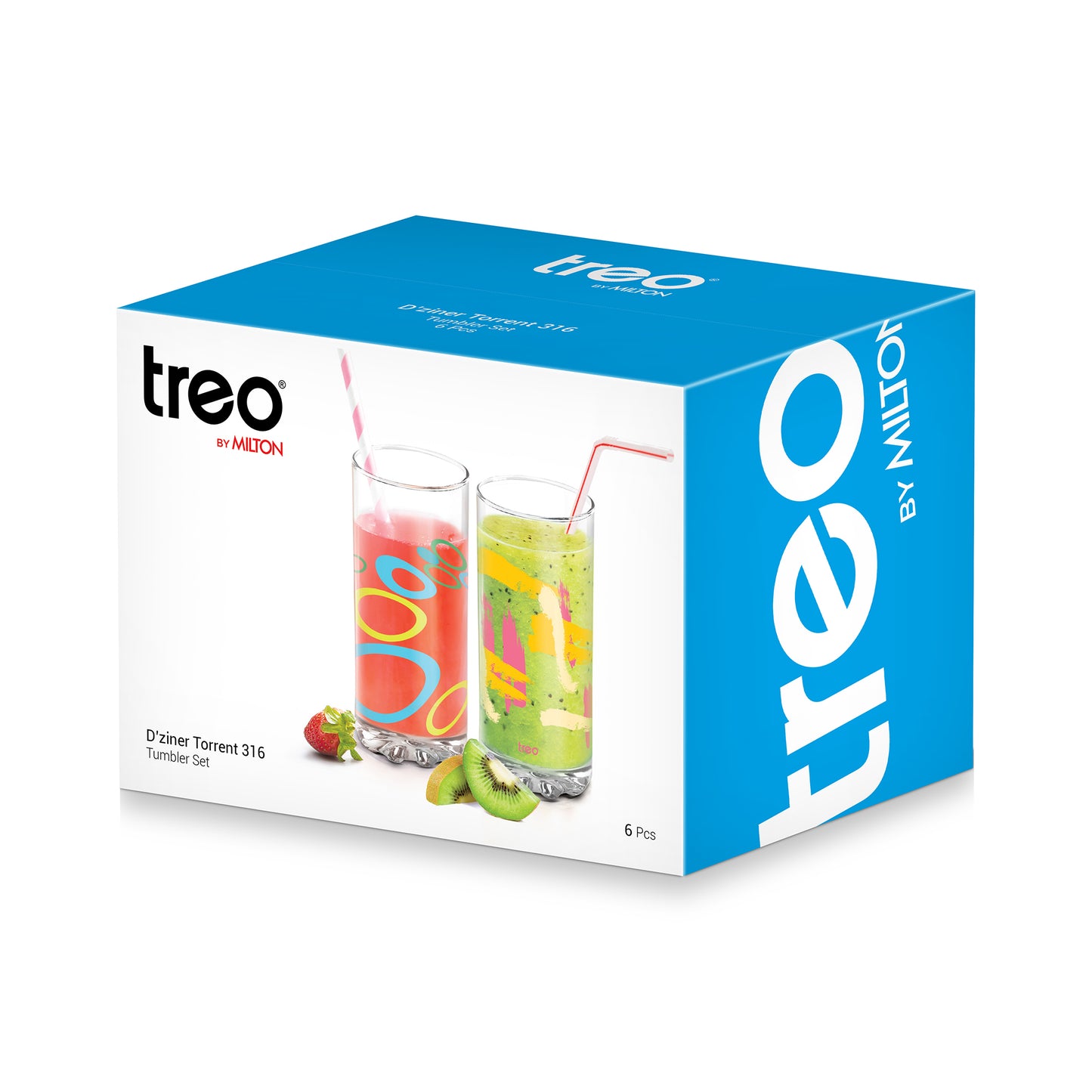 Treo Dziner Torrent 316 ML Tumbler | Transparent | Set of 6 Pcs