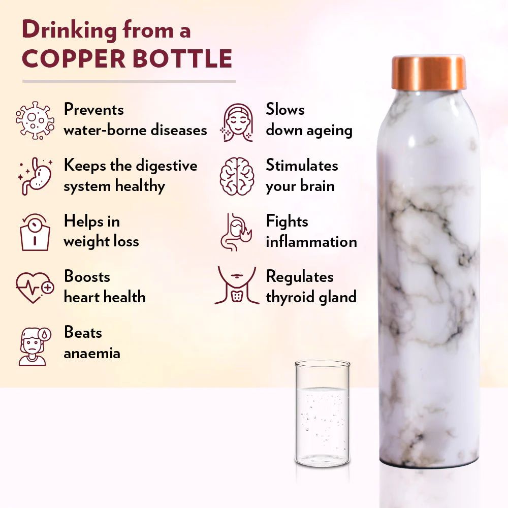 Borosil Marble 750 ML Copper Bottle - 5