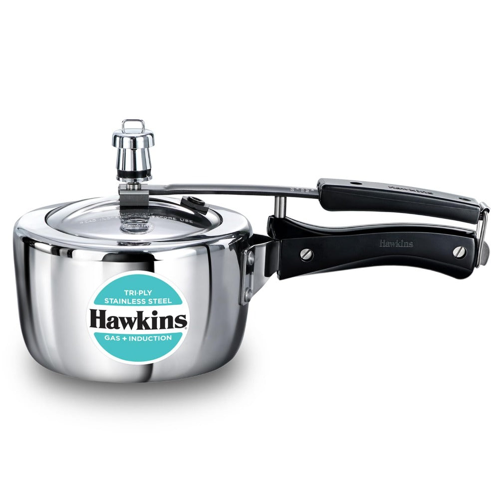 Hawkins Triply Stainless Steel Pressure Cooker Gas Induction Compatible Silver
