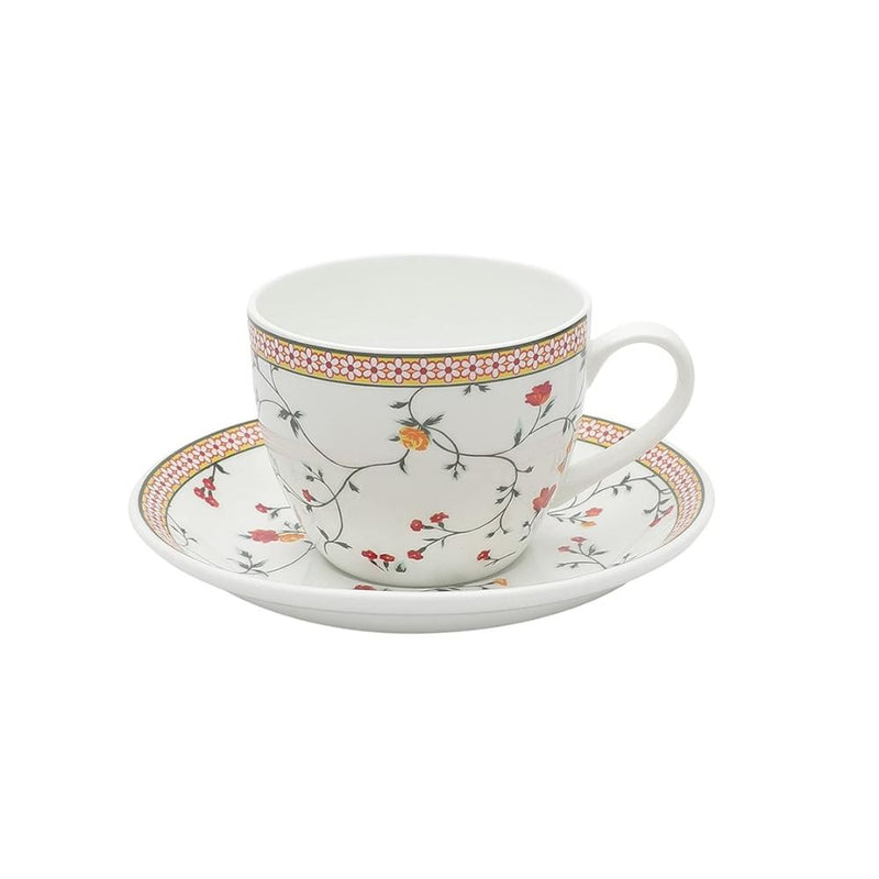 JCPL Ceramic Floral Printed Gardenia Cup & Saucer Set - 4