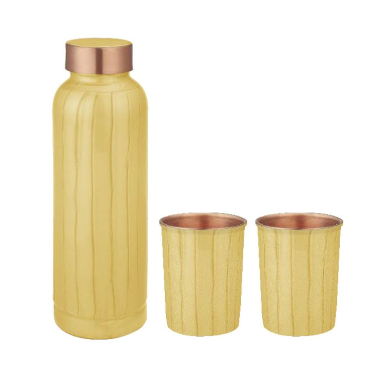 LaCoppera Copper Unique Pearl Yellow Bottle with 2 Glasses - LG8009 - 1