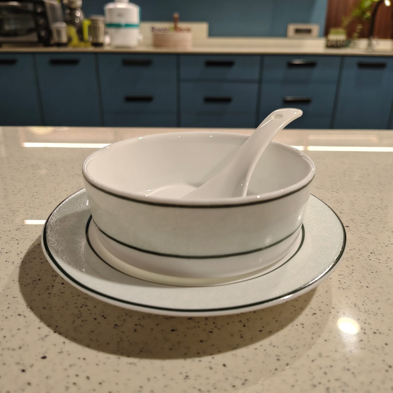 Larah by Borosil Soup Bowl with Saucer Set