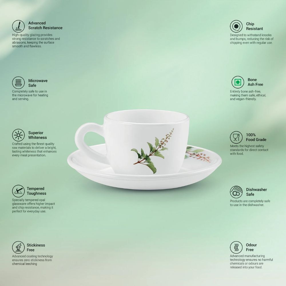 Treo Ophelia Collection Savira Opalware 13 CL Cup Saucer Set - 5