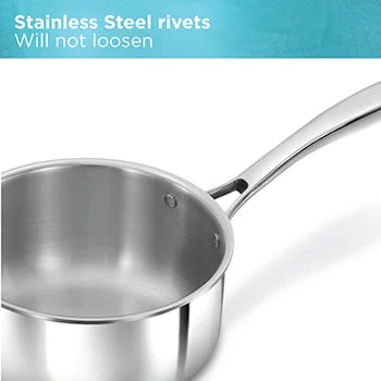 Hawkins Pro Tri-Ply Stainless Steel Sauce Pan 2.5 Litre with Stainless Steel Lid | Silver