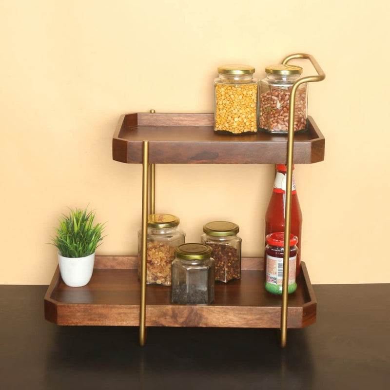 Softel Golden Wood Spice and Condiment Organizer - 6