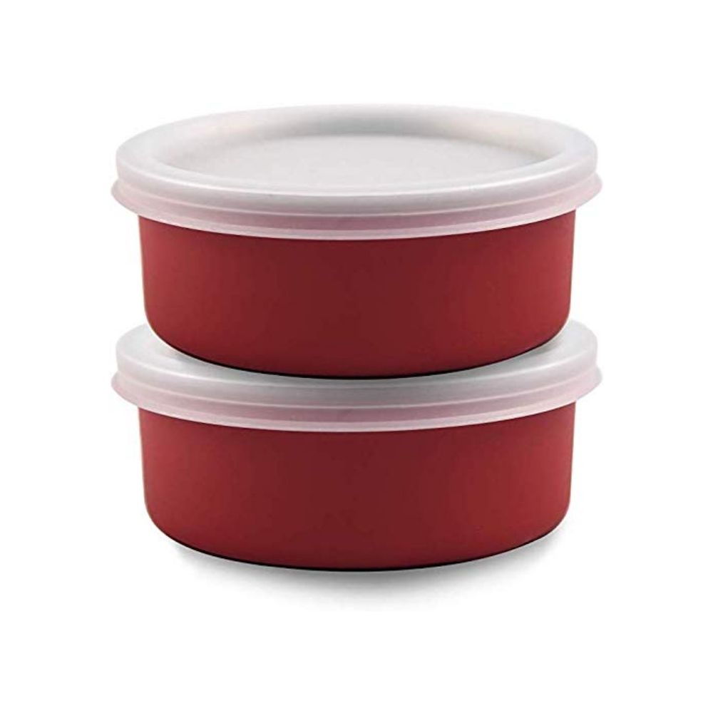 RasoiShop Stainless Steel Round Dabba with Plastic Lid - 5