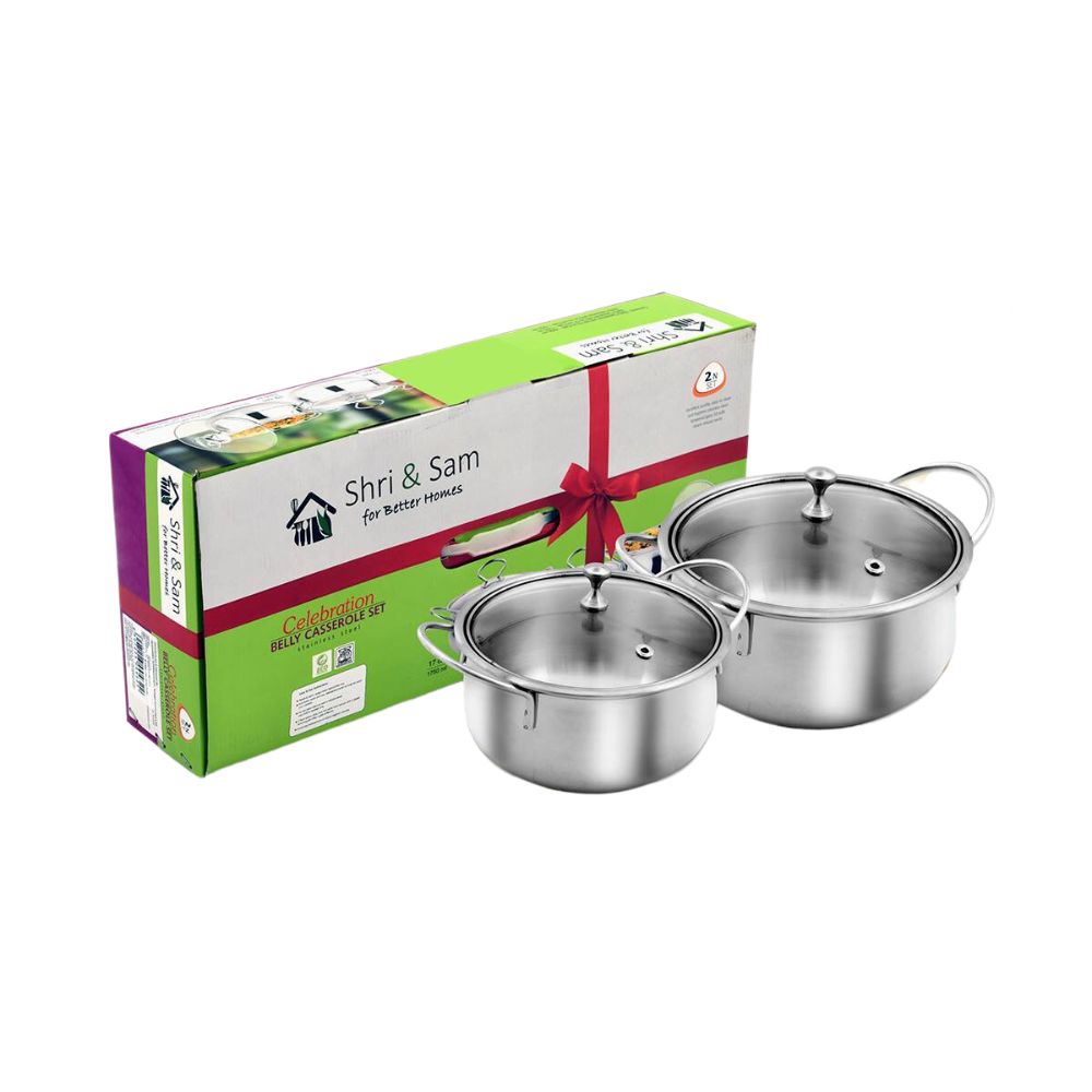 Shri & Sam Stainless Steel Celebration Handi Set (17 cm + 19 cm) - 3