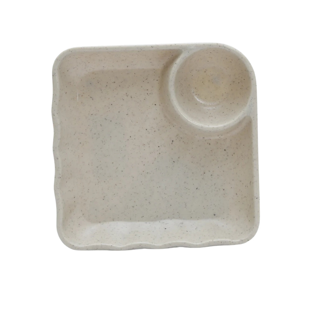 Terraware 6 Inch Square Chip & Dip Matt Finish Snack Plate - 3