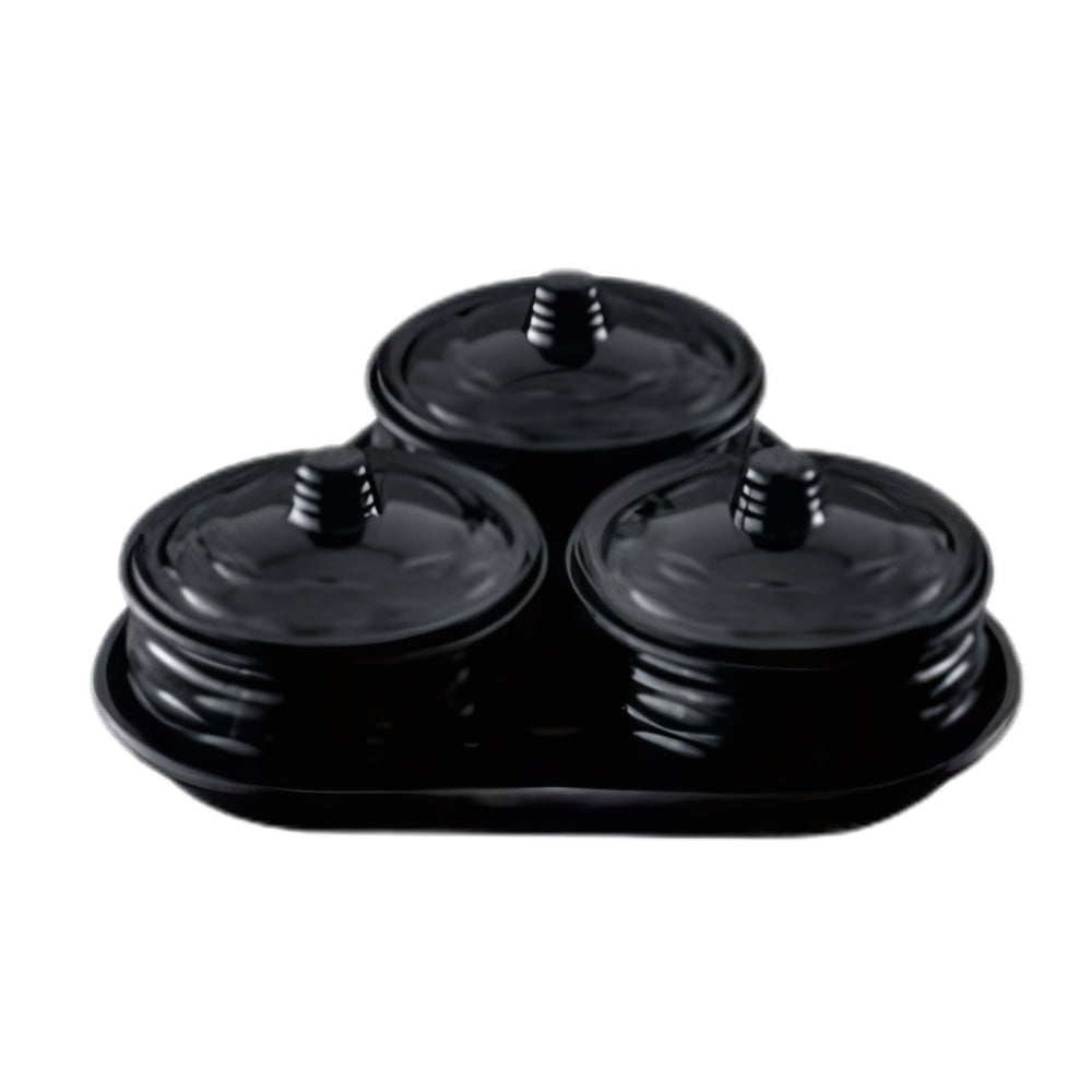 Terraware Melamine Pickle Set | Set of 3 Pcs | Black