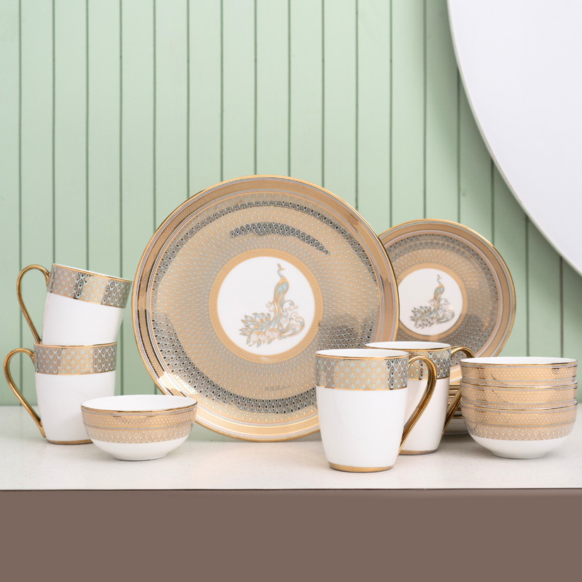 Clay Craft Urmi Emayura Dinner Set Set of 16 Pcs