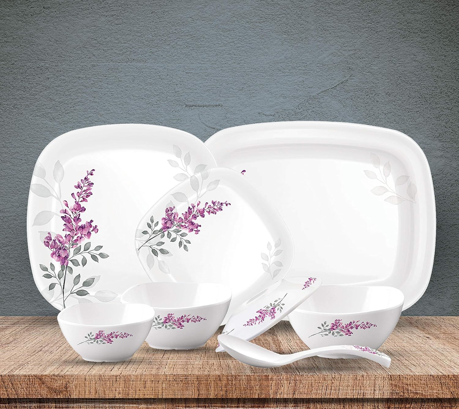 Milton Melamine Square Round 31 Pcs Dinner Set Set of 31 Pcs