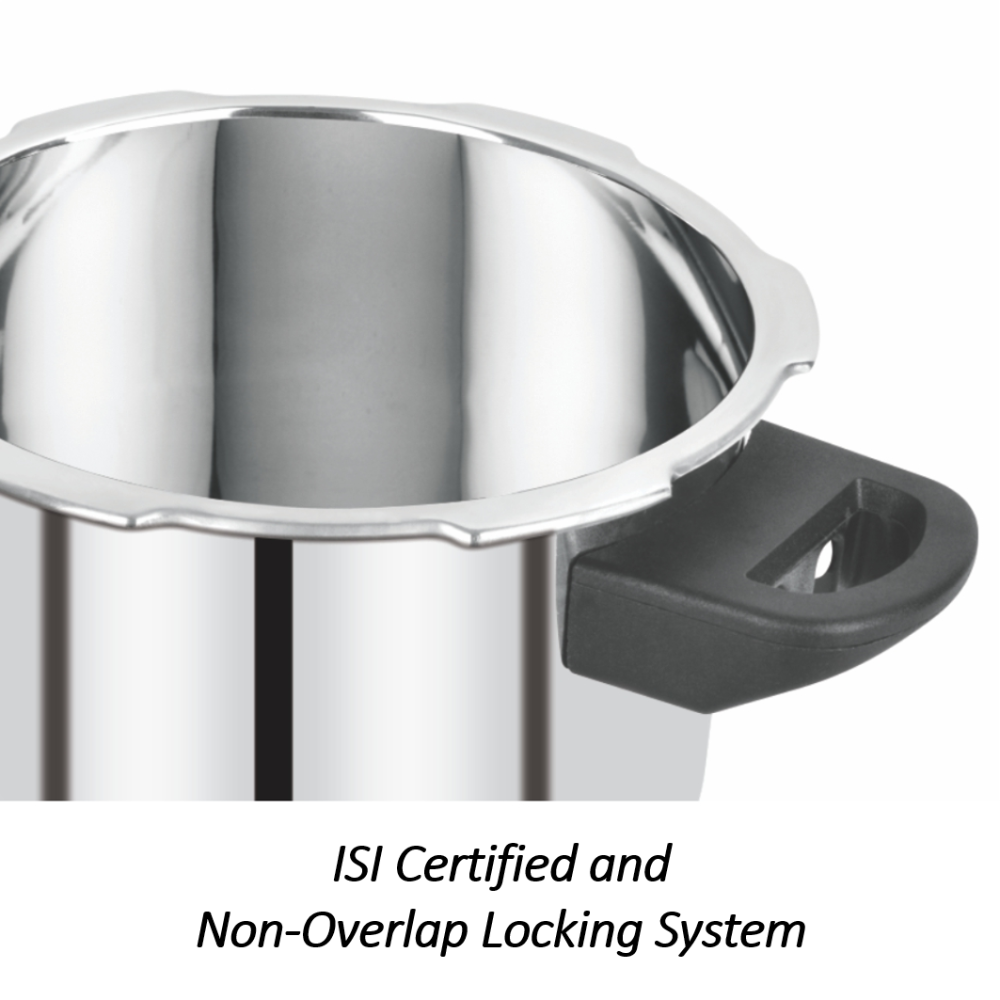 Softel Tri-Ply 3 Litre Stainless Steel Handi Pressure Cooker with Glass Lid - 9