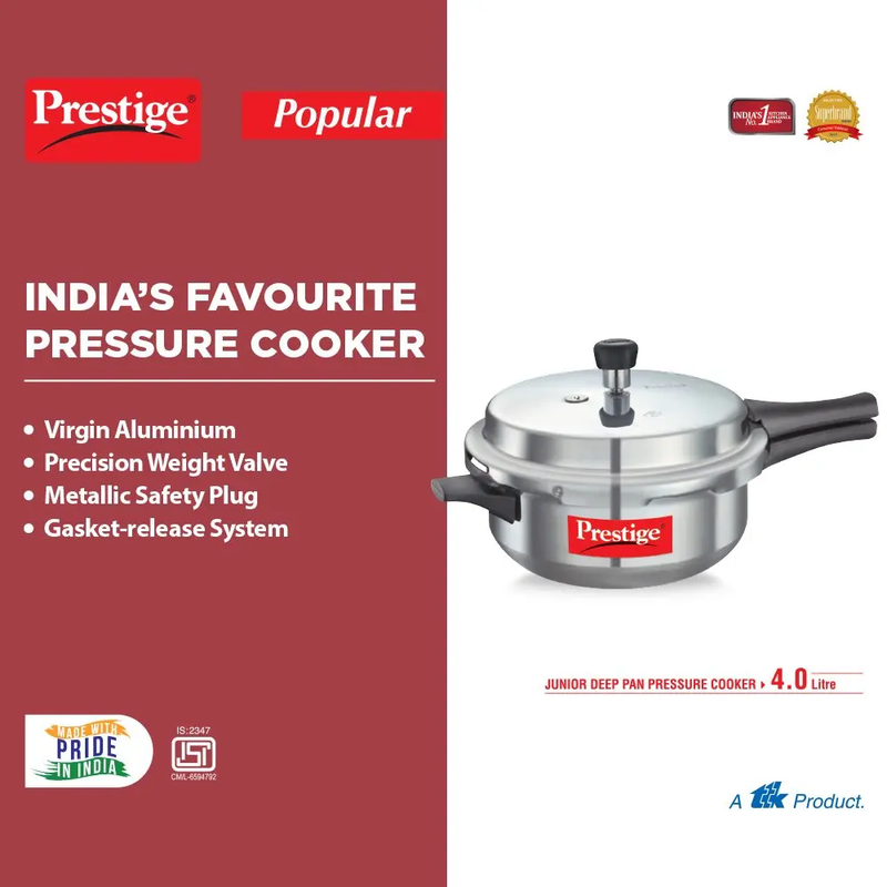 Prestige Popular Aluminium Pan Pressure Cookers with Outer Lid - 10025 - 3