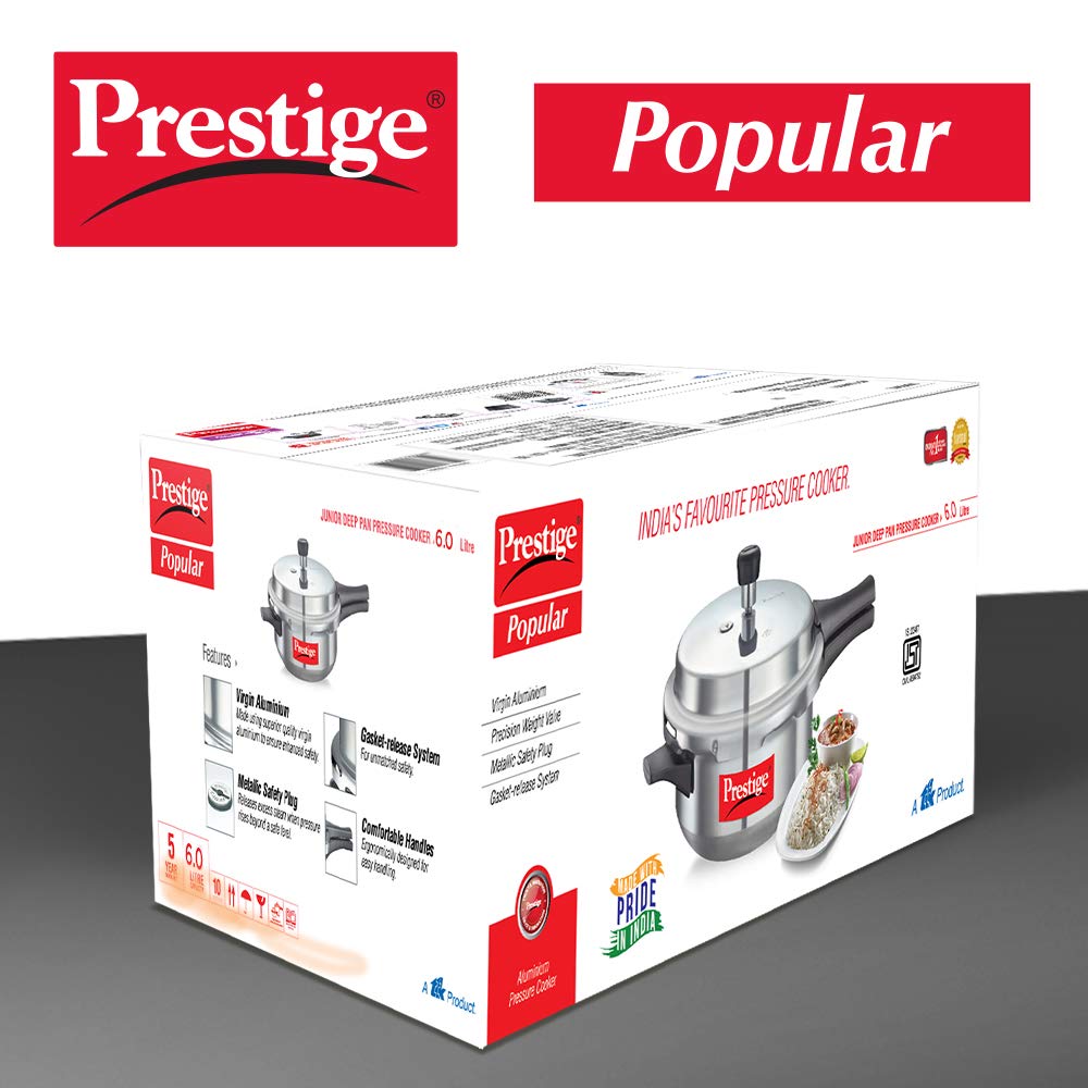 Prestige Popular Aluminium Pan Pressure Cookers with Outer Lid - 10035 - 5