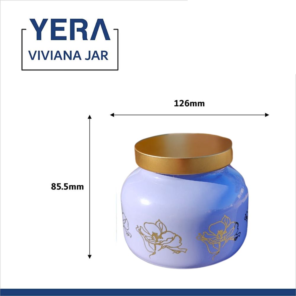 Yera Viviana 760 ML Glass Storage Jar with Metallic Lid | Set of 2 Pcs