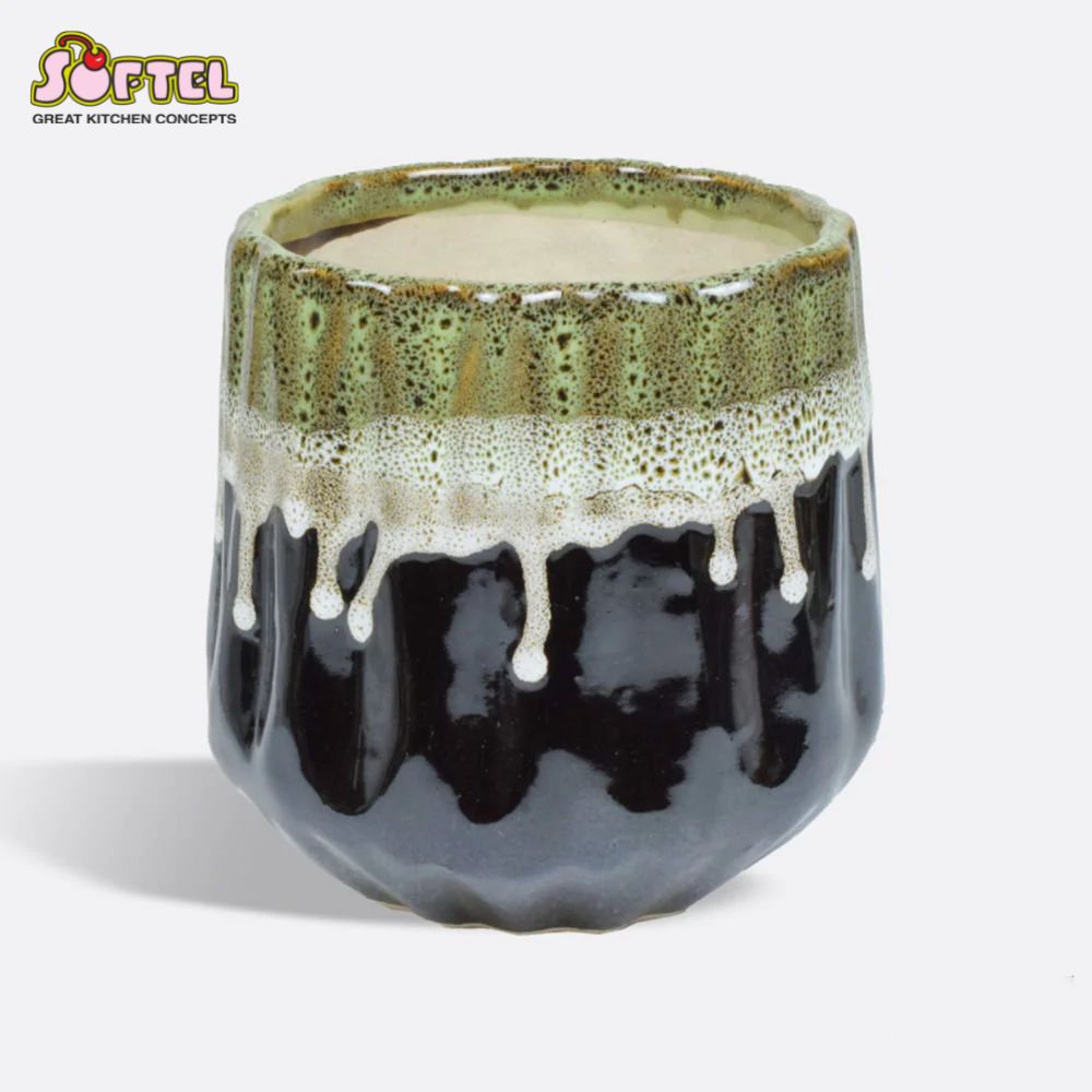 Softel Ceramic Dual Tone Planter In Green From The Wildscape Collection - 3