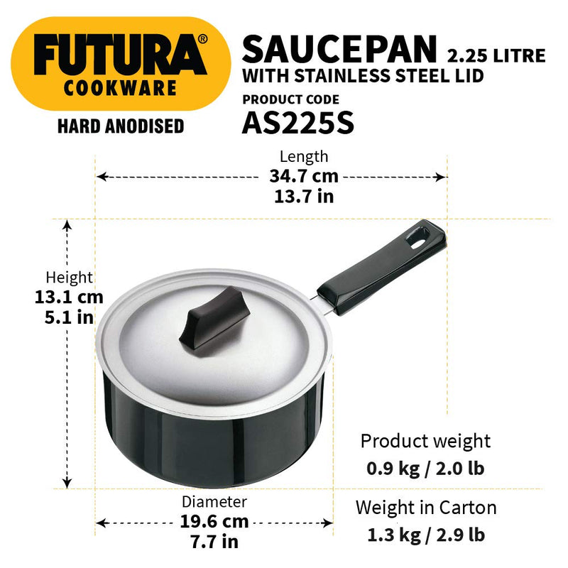 Hawkins Futura Hard Anodised Saucepan with Stainless Steel Lid  - 11
