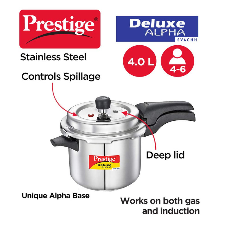Prestige Deluxe Alpha Svachh Stainless Steel Pressure Cooker - 14