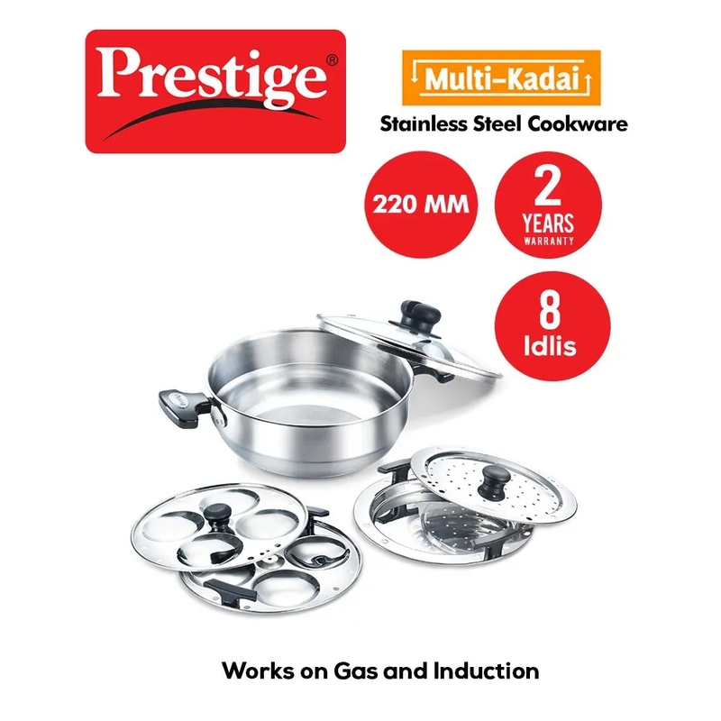Prestige Stainless Steel Multipurpose Kadai with Glass Lid - 36016 - 2