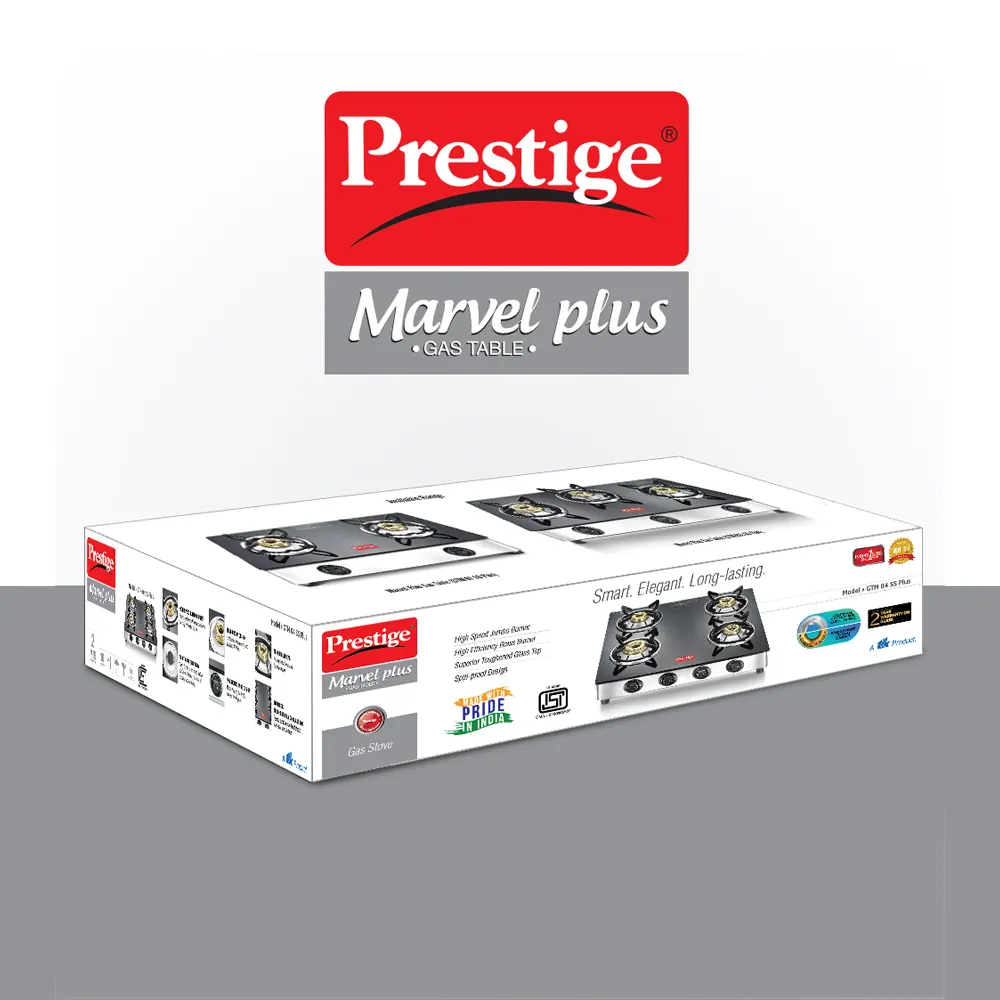 Prestige Marvel Plus GTM 04 SS Plus| 4 Burners | Black & Silver