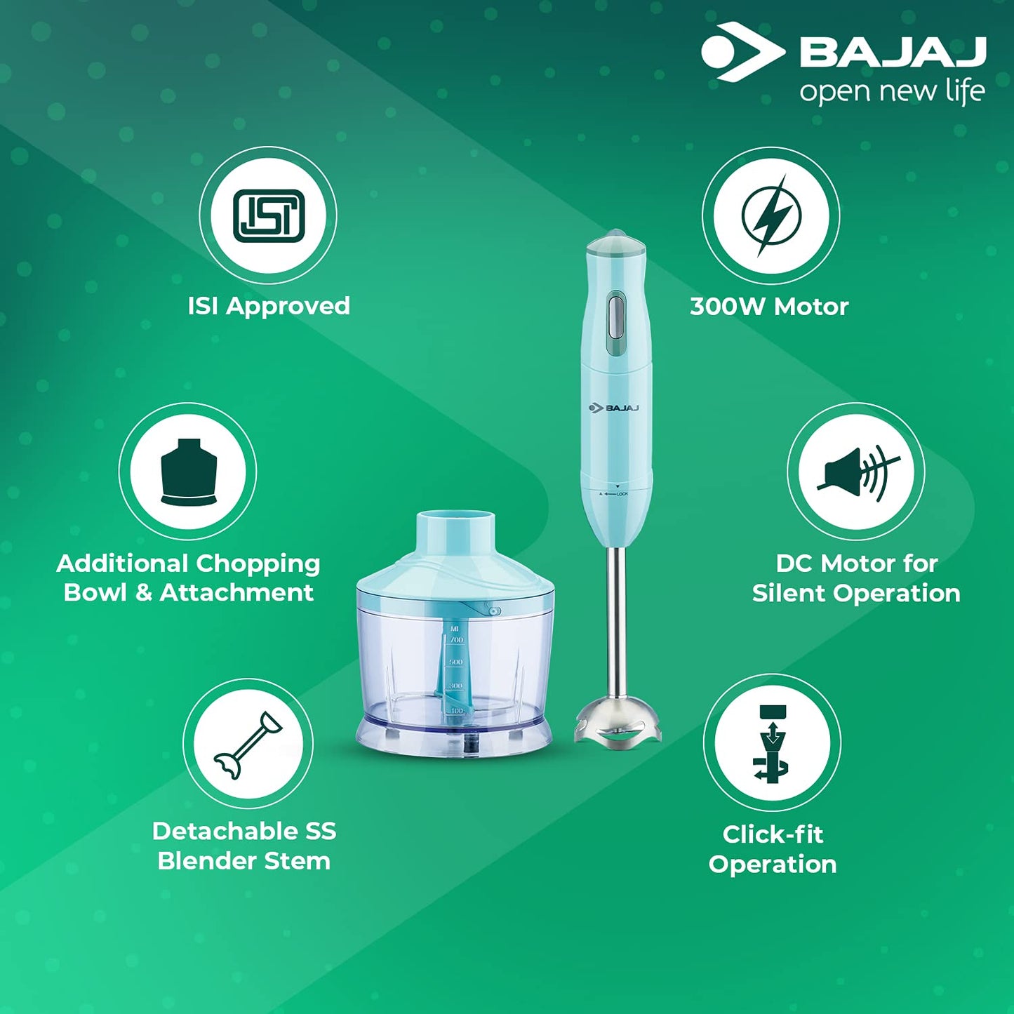 Bajaj HB 22 300 Watt Hand Blender with Bowl - 410536 - 6
