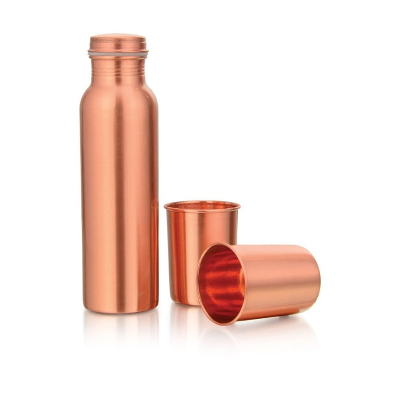LaCoppera Pure Copper Bottle with 2 Glass Set - 1