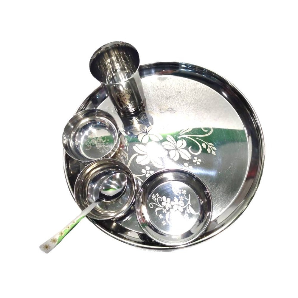 Softel Stainless Steel Laser Floral Dinner Set - 5