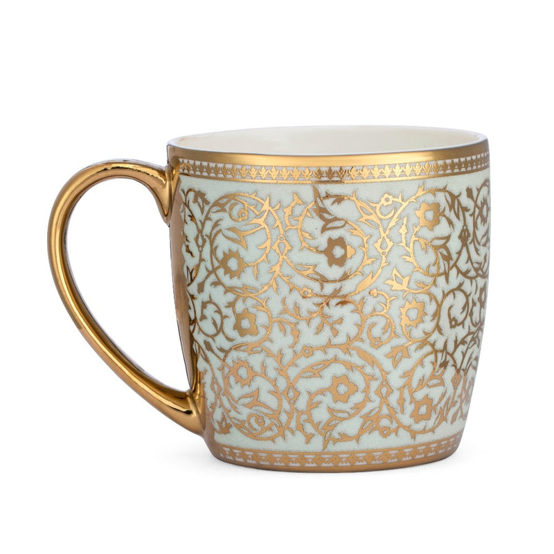Clay Craft Ceramic Alton Ebony Golden Printed 180 ML Coffee & Tea Mugs - 3