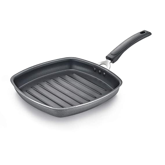 Prestige Omega Select Plus Aluminium Square Grill Pan Black Non-Stick Ideal for grilling vegetables/tikkas