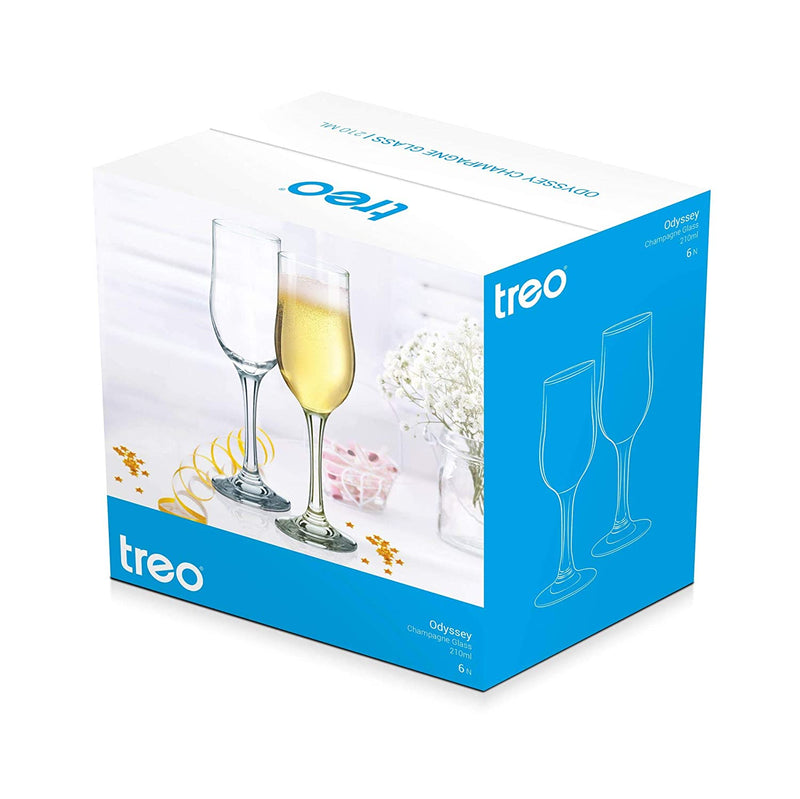 Treo Odyssey Champagne 210 ML Glass Set Of 6 Pcs - Tre0058