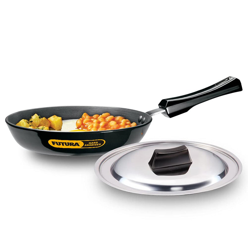 Hawkins Futura Hard Anodised Frying Pan with Stainless Steel Lid 22 cm / 1.1 Litre -7