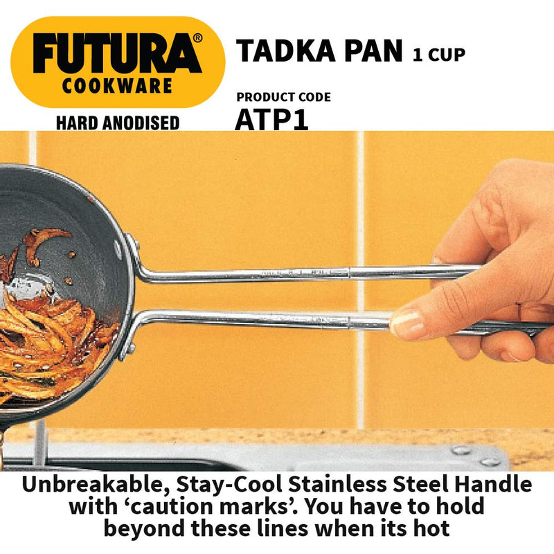 Hawkins Futura Hard Anodised 24 cm Tadka Pan/Spice Heating Pan - 4