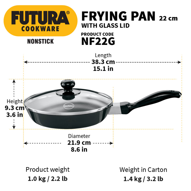Hawkins Futura Non-Stick Frying Pan with Glass Lid 22 cm - 4