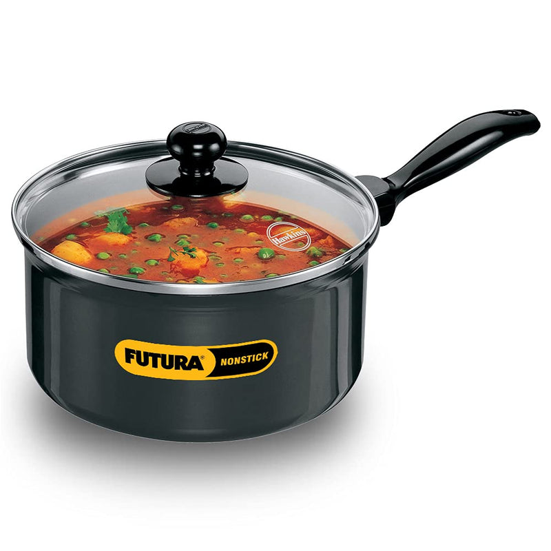 Hawkins Futura Non-Stick 3 Litre Sauce Pan with Glass Lid - 1
