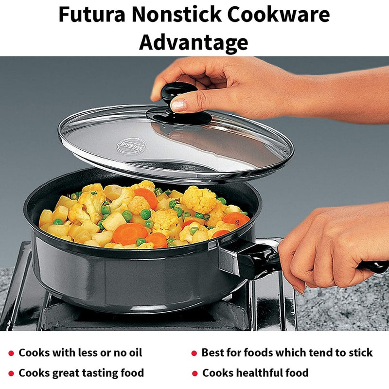 Hawkins Futura Non-Stick Saute Curry Pan with Glass Lid - 5