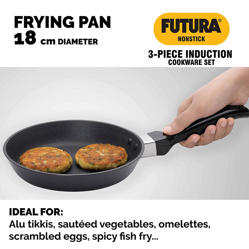 Hawkins Futura Nonstick Cookware Set 7, QS8 (Contains 3 Products and 2 SS lids)