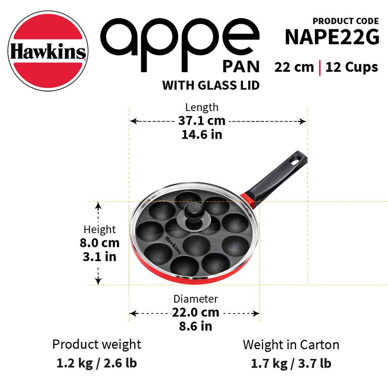 Hawkins Nonstick 22 cm Appe Pan with Glass Lid - 3