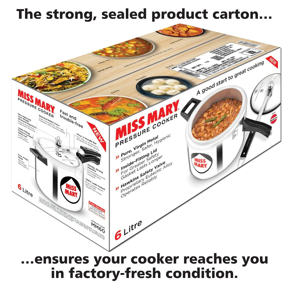 Hawkins Miss Mary Aluminium 6 Litre Pressure Cooker - 13