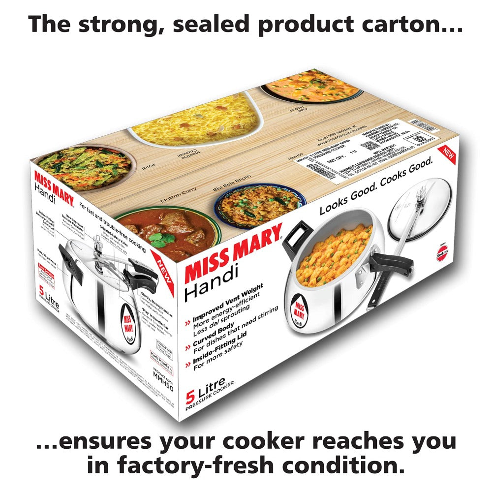 Hawkins Miss Mary Aluminium 5 Litre Handi Pressure Cooker - 14