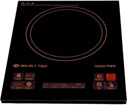 Bajaj Majstey Touch Pro Induction Cooker, 2000 Watts, Feather Touch, 6 Menu, Polished