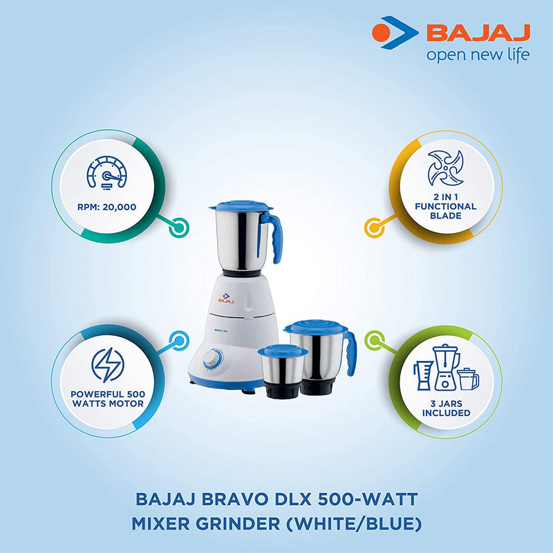 Bajaj Bravo Dlx 500-Watt Mixer Grinder