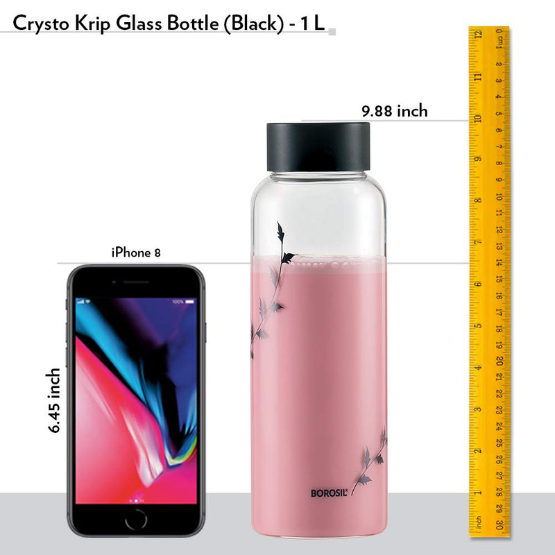 Borosil Puro Crysto D’Sign 1 Litre Glass Bottle - 6