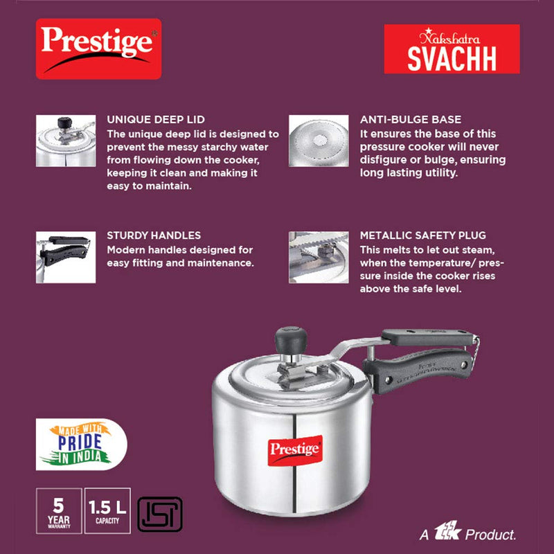 Prestige Nakshatra Svachh Aluminium Inner Lid Pressure Cooker - 10738 - 4
