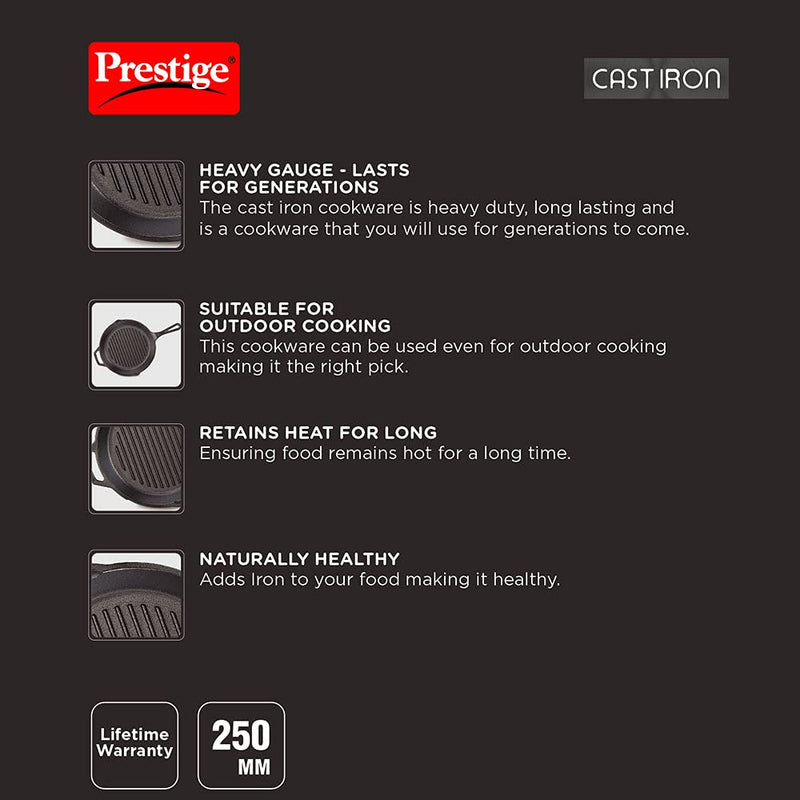 Prestige Cast Iron 25 cm Grill Pan - 30560 - 4
