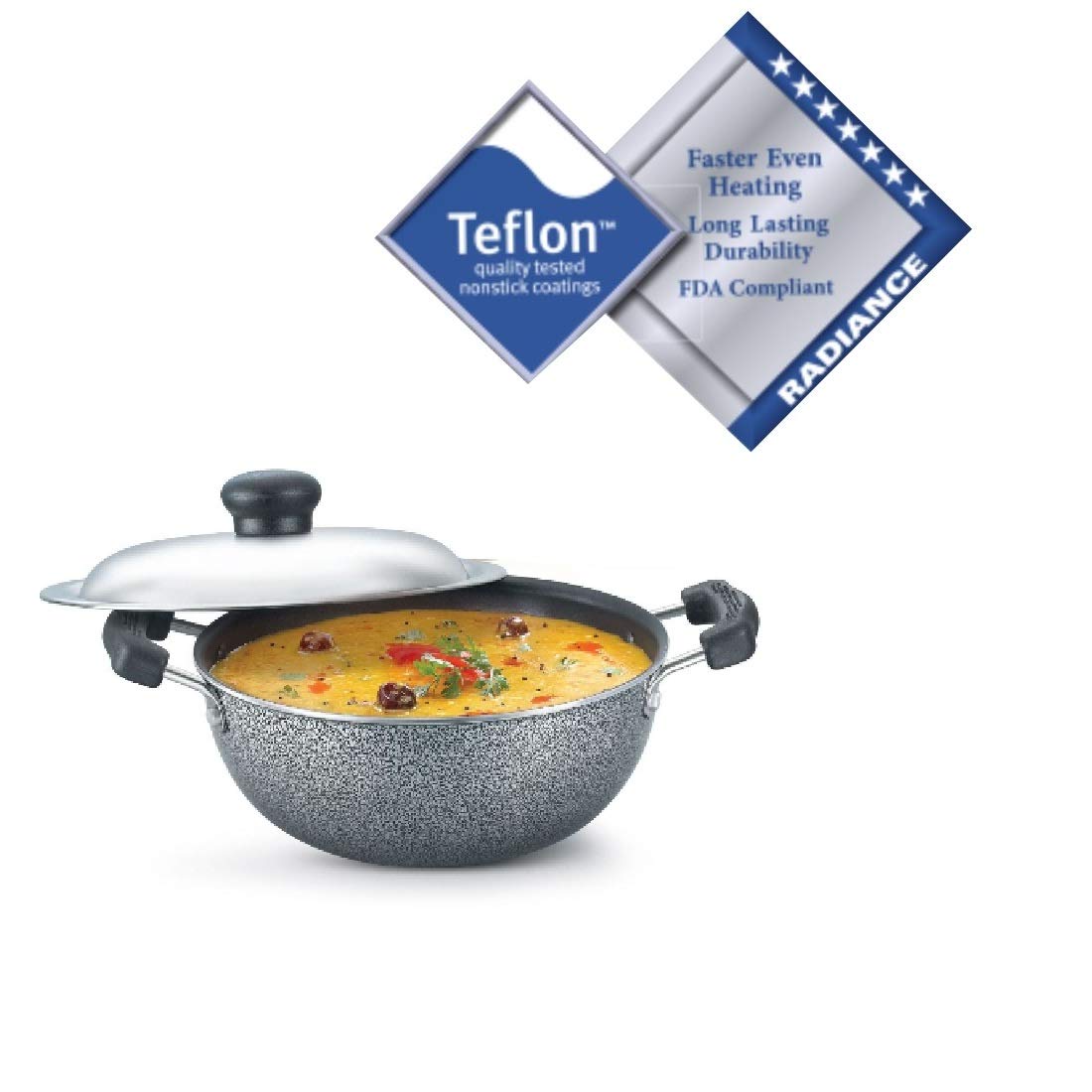 Prestige Omega Select Plus Aluminium Non-Stick Flat Base Kadai with Stainless Steel Lid - 30728 - 9