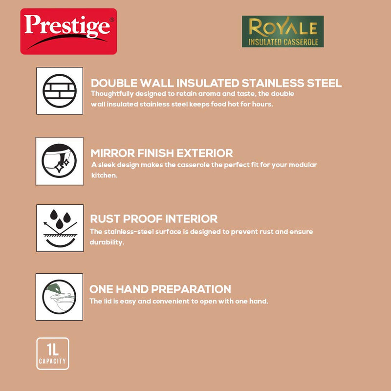 Prestige Royale Stainless Steel Insulated Casserole - 36187 - 4