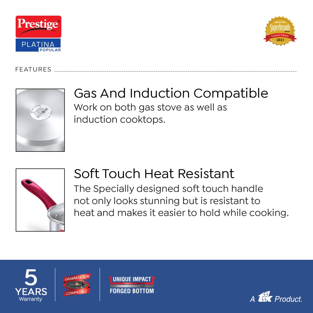 Prestige Platina Popular Stainless Steel Sauce Pan with Glass Lid - 18 cm - 36883 - 10