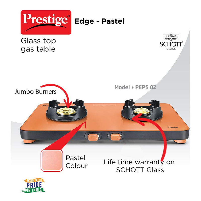 Prestige PEBS 02L - Edge 2 Burner Gas Stove Pastel - PR40091